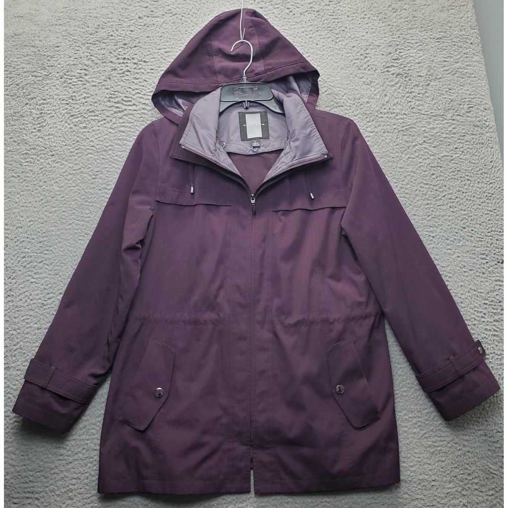 Miss Gallery Hooded Jacket Womens L Purple Removable Liner Rainy Weather Zip Up